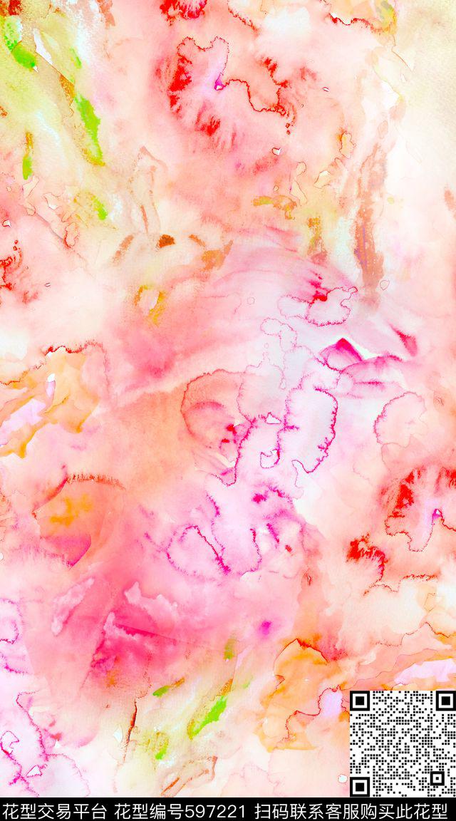 笔触创意水彩数码印花华亿平台下载（图片编号: 597221） - 瓦栏（Walan）