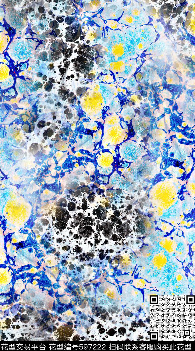 波点水彩纹理数码印花华亿平台下载（图片编号: 597222） - 瓦栏（Walan）