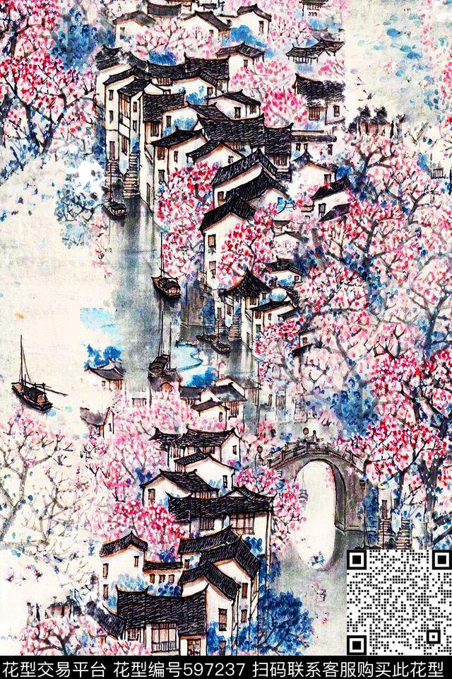 女装四方连续花鸟植物数码印花华亿平台下载（图片编号: 597237） - 瓦栏（Walan）