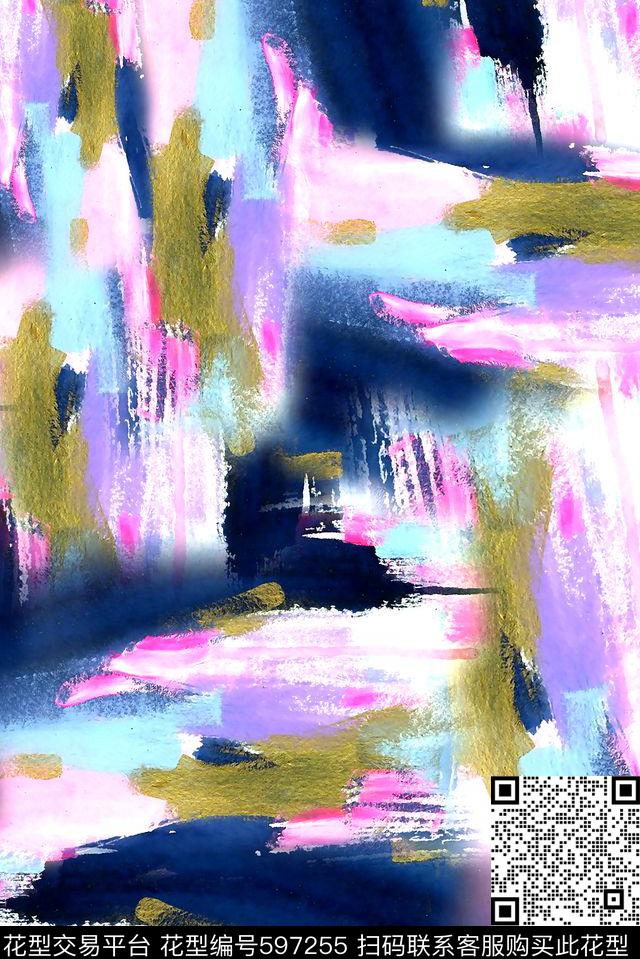 纹理水彩抽象数码印花华亿平台下载（图片编号: 597255） - 瓦栏（Walan）