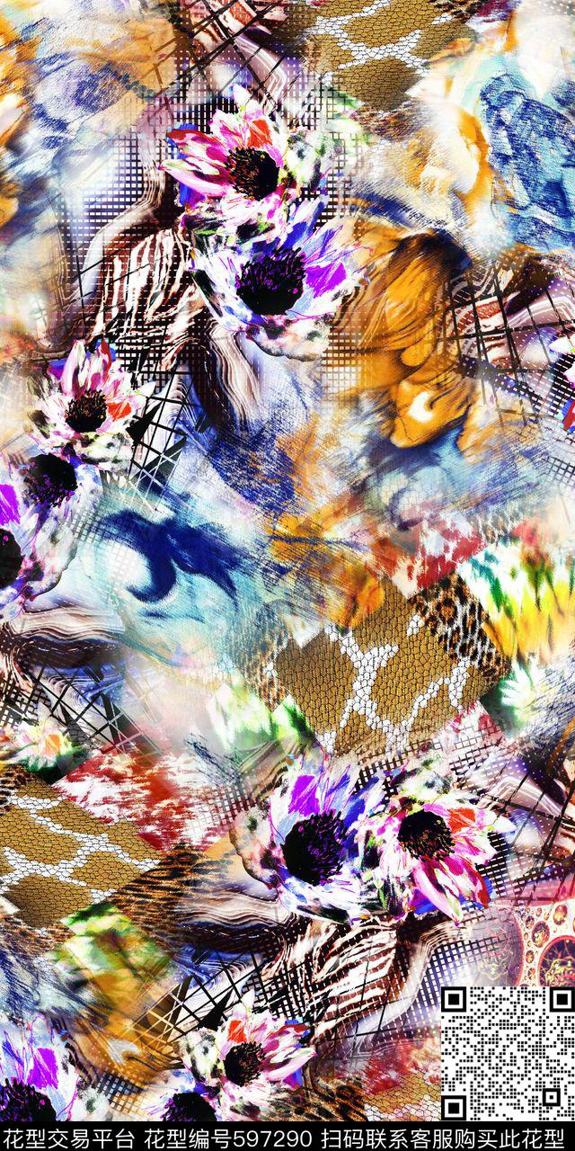 数码抽象类绚丽数码印花华亿平台下载（图片编号: 597290） - 瓦栏（Walan）