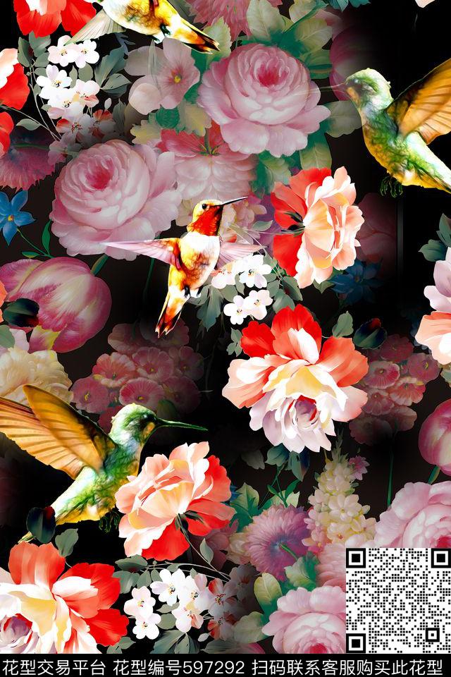 花朵复古田园数码印花华亿平台下载（图片编号: 597292） - 瓦栏（Walan）