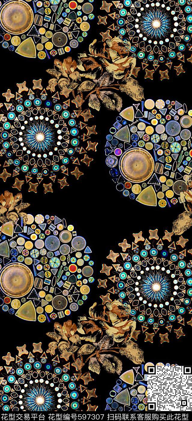 抽象几何清爽梦幻艺术平底立体手绘满版最新高清数码蕾丝民族中国风绣花珠宝肌理时尚潮

流大牌复古欧美风女装外套女装裙抽象女装数码印花华亿平台下载（图片编号: 597307） - 瓦栏（Walan）