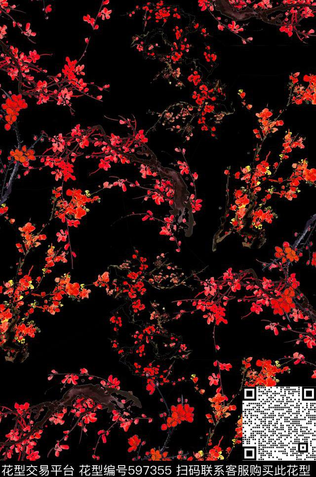花卉数码印花华亿平台下载（图片编号: 597355） - 瓦栏（Walan）