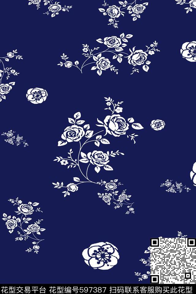 图案古典花卉传统印花华亿平台下载（图片编号: 597387） - 瓦栏（Walan）