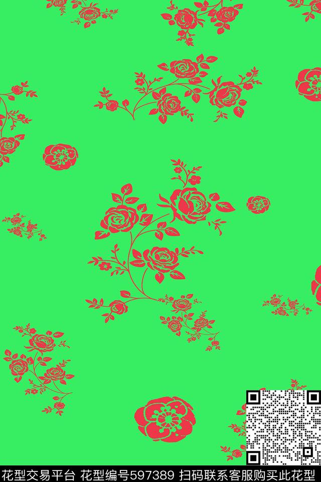 图案古典花卉传统印花华亿平台下载（图片编号: 597389） - 瓦栏（Walan）