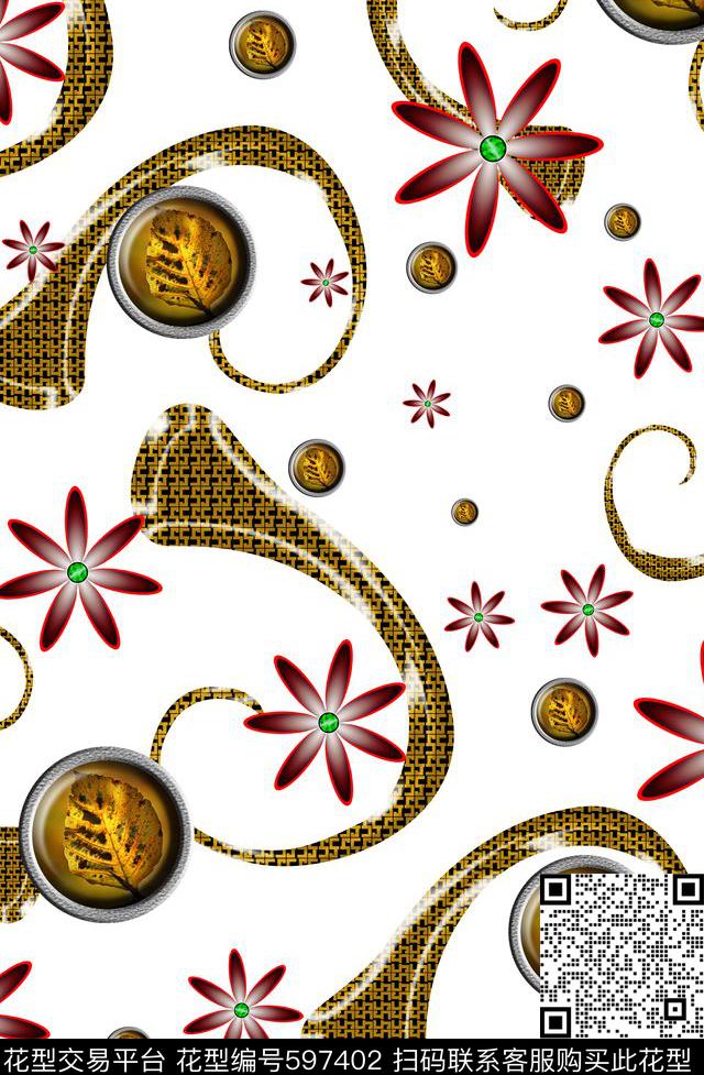 秋叶坯布花卉印花华亿平台下载（图片编号: 597402） - 瓦栏（Walan）