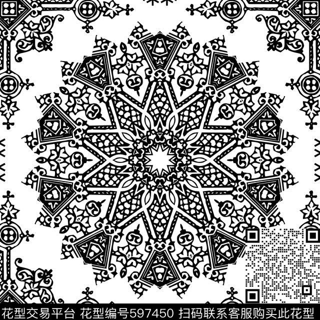 民族风欧式装饰花纹方巾传统印花华亿平台下载（图片编号: 597450） - 瓦栏（Walan）