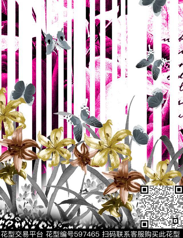花卉抽象欧洲数码印花华亿平台下载（图片编号: 597465） - 瓦栏（Walan）