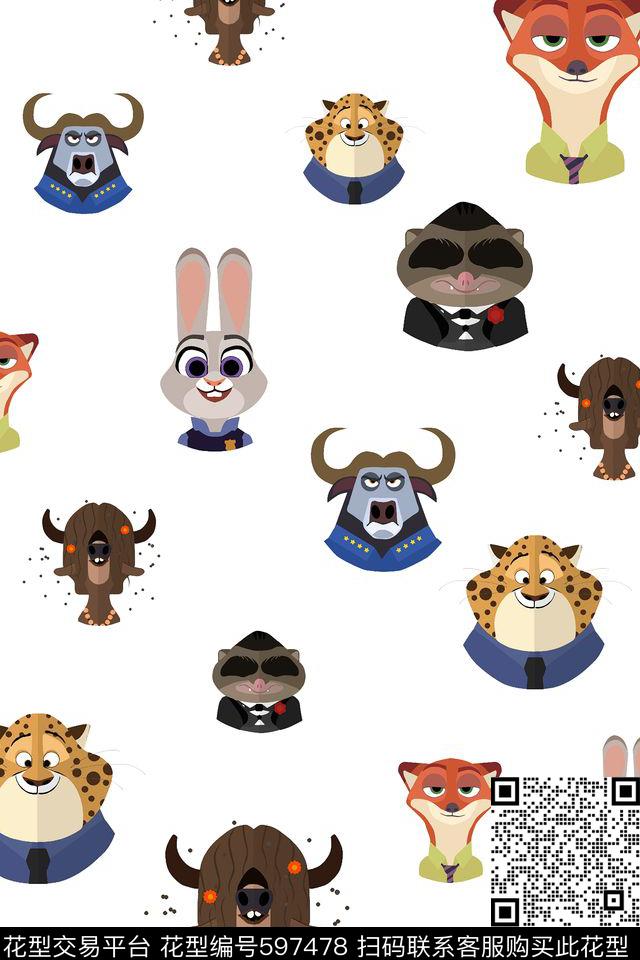 卡通动物兔子传统印花华亿平台下载（图片编号: 597478） - 瓦栏（Walan）