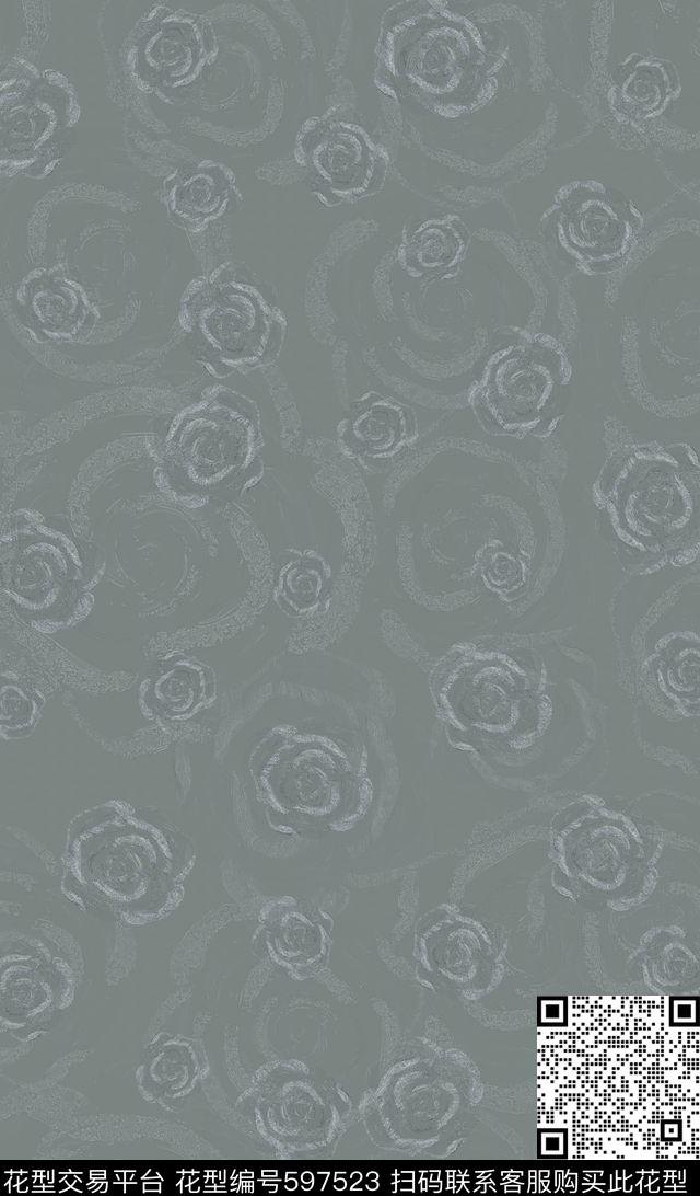 精致男装花卉线稿传统印花华亿平台下载（图片编号: 597523） - 瓦栏（Walan）