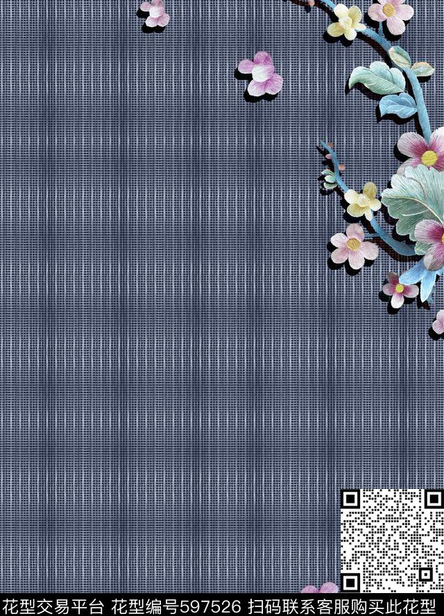 几何格子花卉精致男装数码印花华亿平台下载（图片编号: 597526） - 瓦栏（Walan）