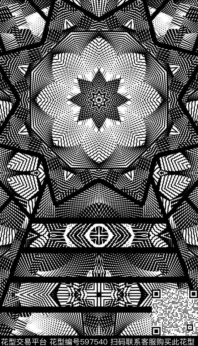 抽象女装纹理传统印花华亿平台下载（图片编号: 597540） - 瓦栏（Walan）