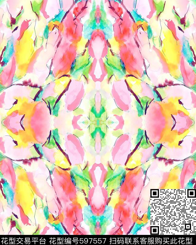 水彩色纹理抽象数码印花华亿平台下载（图片编号: 597557） - 瓦栏（Walan）