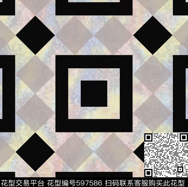 方格菱形小方块数码印花华亿平台下载（图片编号: 597586） - 瓦栏（Walan）