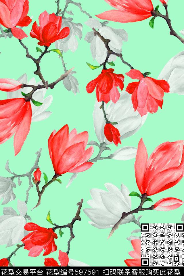 家纺服装EDS-底纹花卉数码印花华亿平台下载（图片编号: 597591） - 瓦栏（Walan）