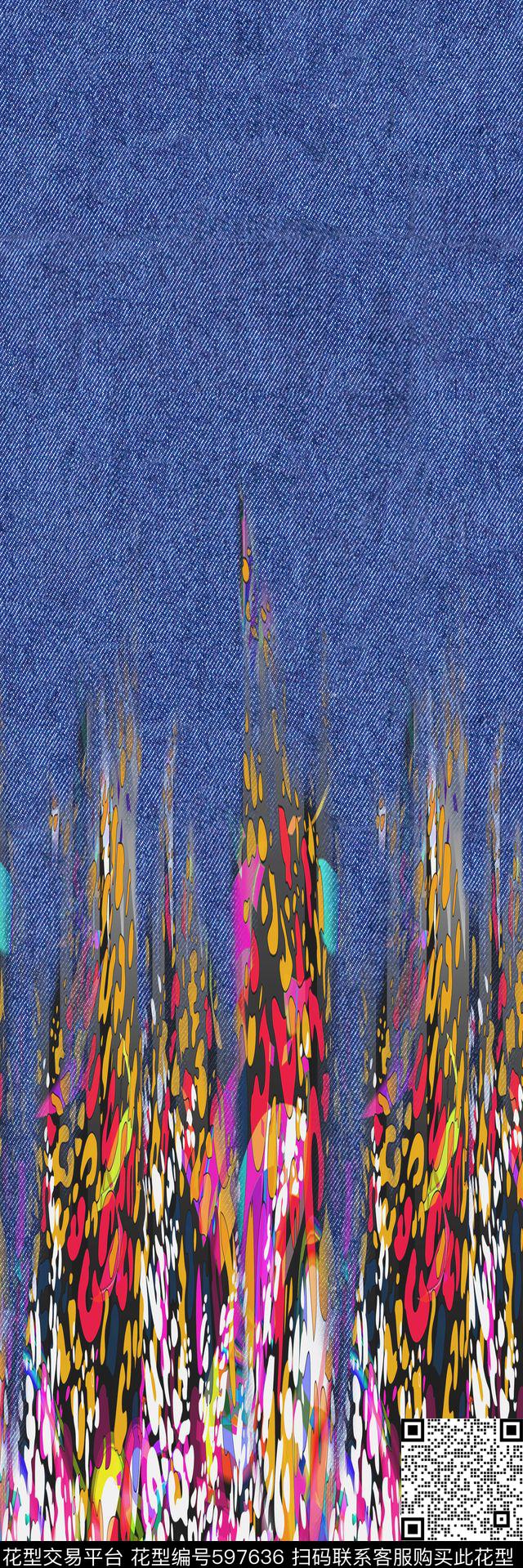 牛仔豹纹时尚数码印花华亿平台下载（图片编号: 597636） - 瓦栏（Walan）