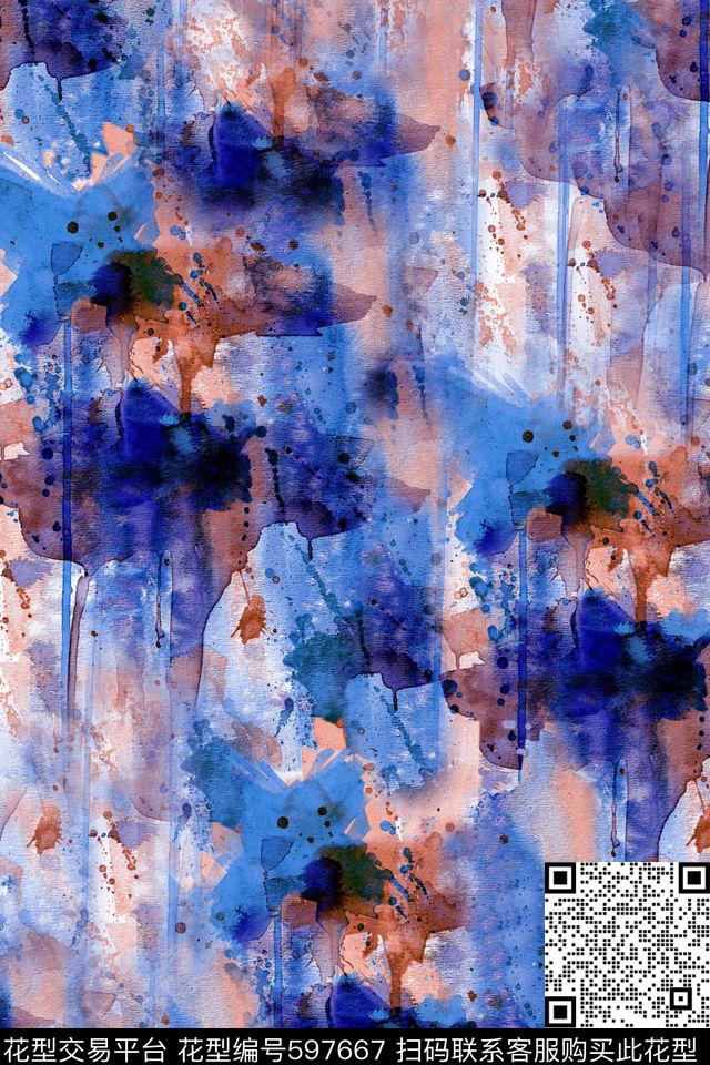 水彩泼墨女装数码印花华亿平台下载（图片编号: 597667） - 瓦栏（Walan）