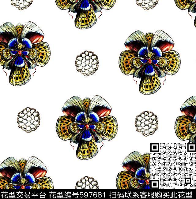 蝴蝶纹理莲蝴蝶翅膀数码印花华亿平台下载（图片编号: 597681） - 瓦栏（Walan）