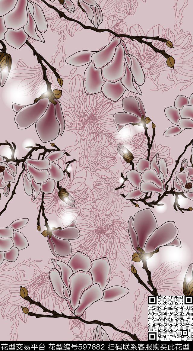风格花卉民族风图案中国风数码印花华亿平台下载（图片编号: 597682） - 瓦栏（Walan）