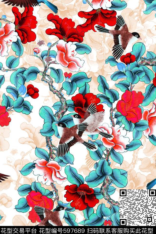 花鸟数码印花华亿平台下载（图片编号: 597689） - 瓦栏（Walan）