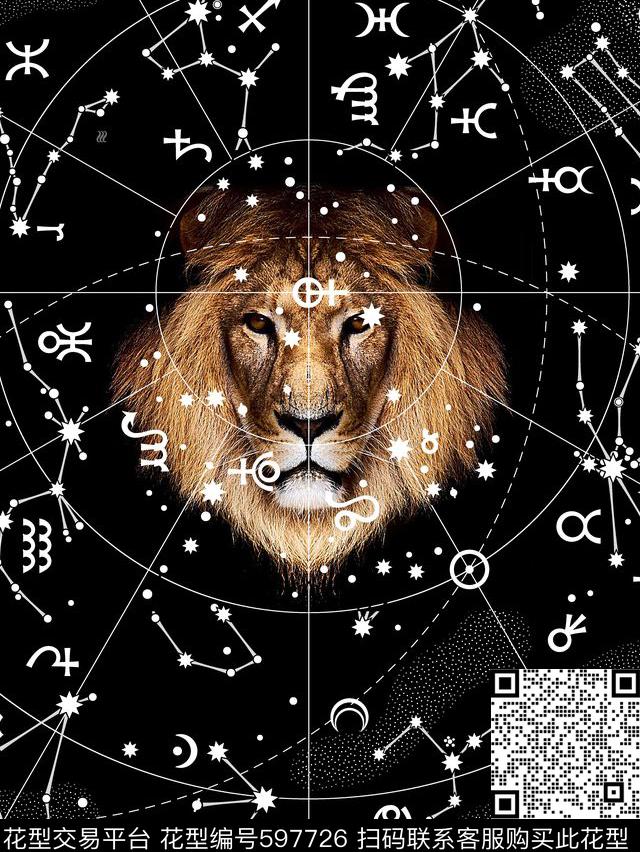 星座狮子狮子头男装T恤数码印花华亿平台下载（图片编号: 597726） - 瓦栏（Walan）