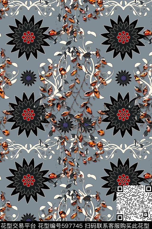 民族风小碎花花朵传统印花华亿平台下载（图片编号: 597745） - 瓦栏（Walan）
