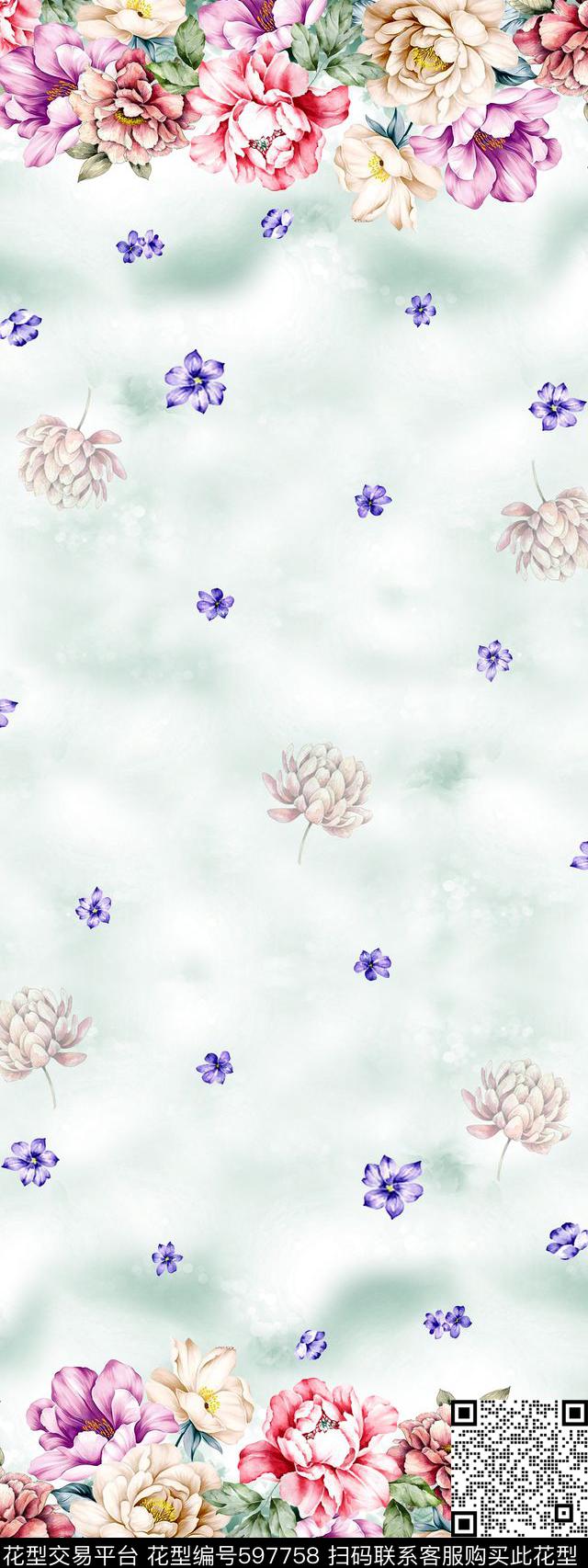 双边定位花卉裙子数码印花华亿平台下载（图片编号: 597758） - 瓦栏（Walan）