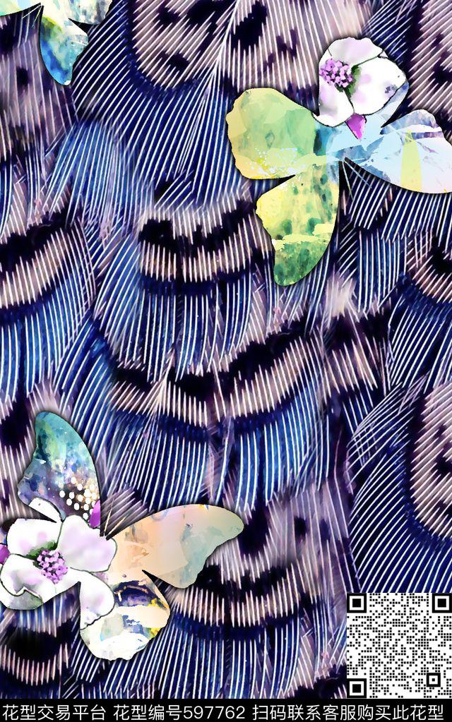 抽象几何清爽梦幻艺术平底立体手绘满版最新高清数码蕾丝民族中国风绣花珠宝肌理时尚潮

流大牌复古欧美风抽象女装羽毛纹理底纹蝴蝶数码印花华亿平台下载（图片编号: 597762） - 瓦栏（Walan）