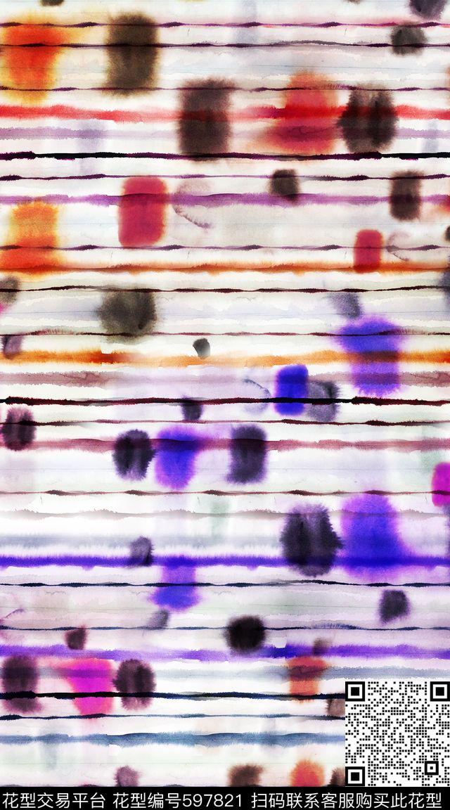 纹理笔触花卉数码印花华亿平台下载（图片编号: 597821） - 瓦栏（Walan）