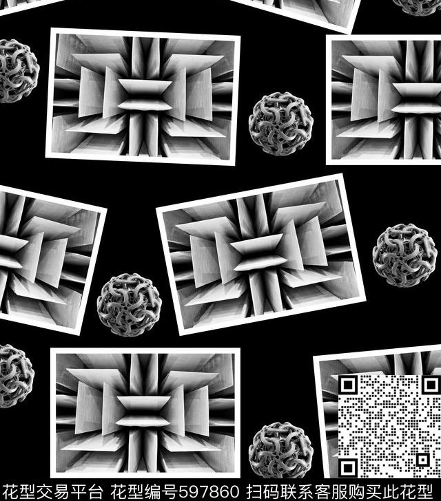 几何结构建筑物圆数码印花华亿平台下载（图片编号: 597860） - 瓦栏（Walan）