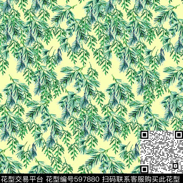 小碎花花卉松树数码印花华亿平台下载（图片编号: 597880） - 瓦栏（Walan）