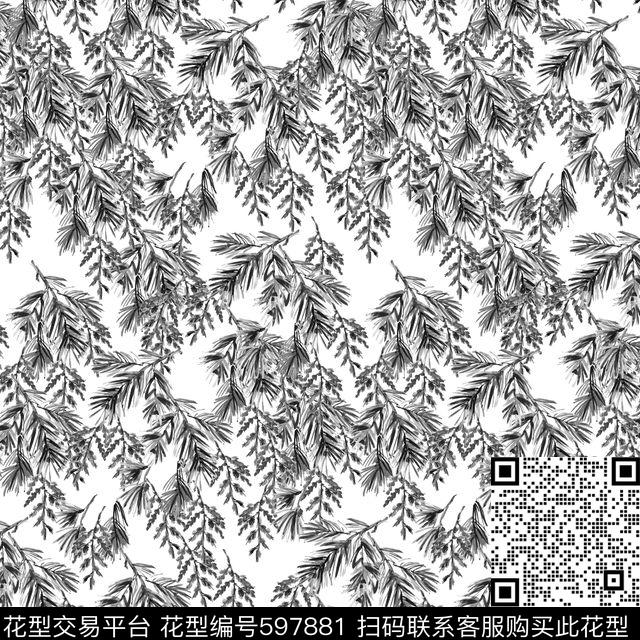 小碎花花卉松树数码印花华亿平台下载（图片编号: 597881） - 瓦栏（Walan）