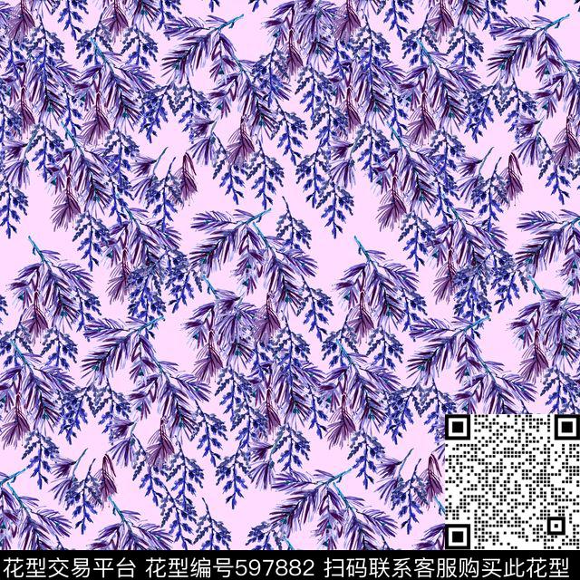 小碎花花卉松树数码印花华亿平台下载（图片编号: 597882） - 瓦栏（Walan）