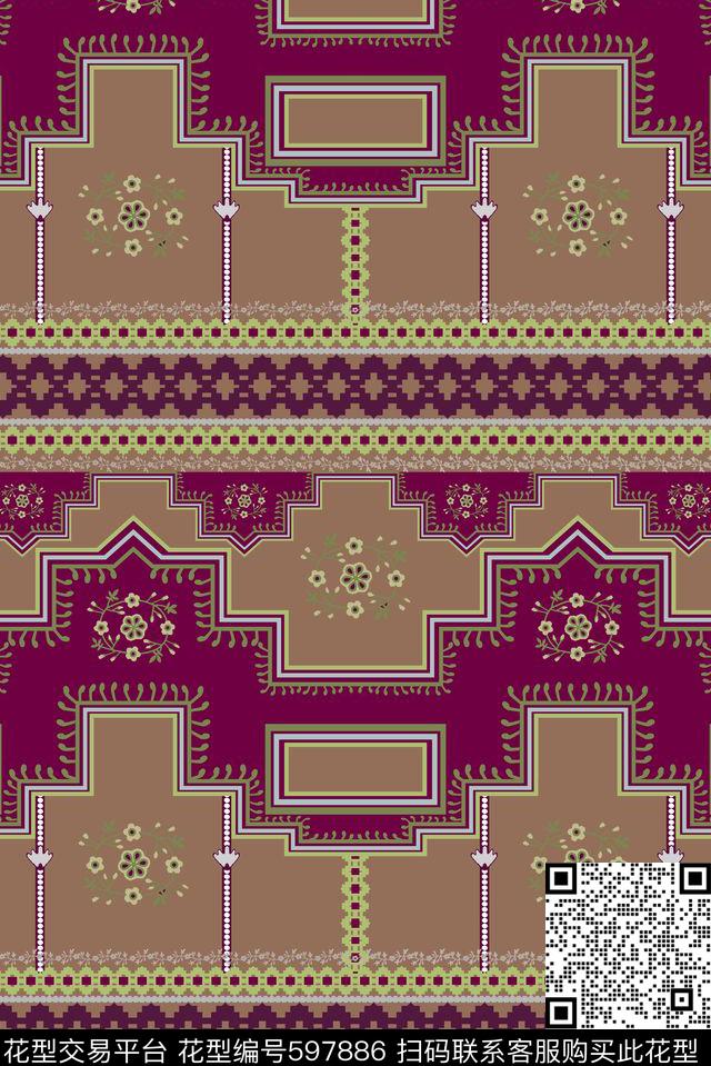 定位几何民族风传统印花华亿平台下载（图片编号: 597886） - 瓦栏（Walan）