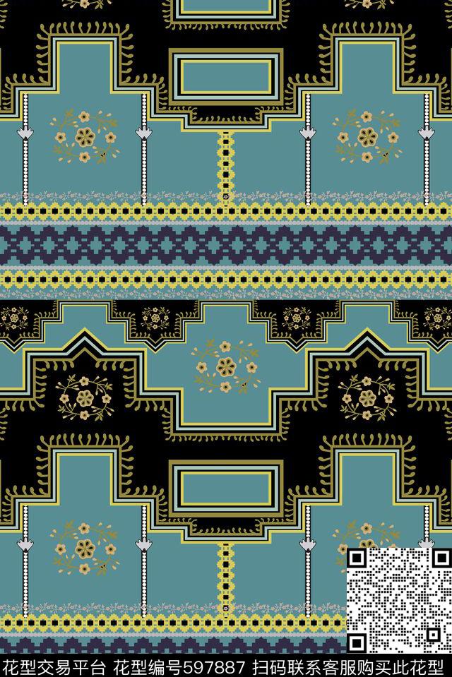 定位几何民族风传统印花华亿平台下载（图片编号: 597887） - 瓦栏（Walan）