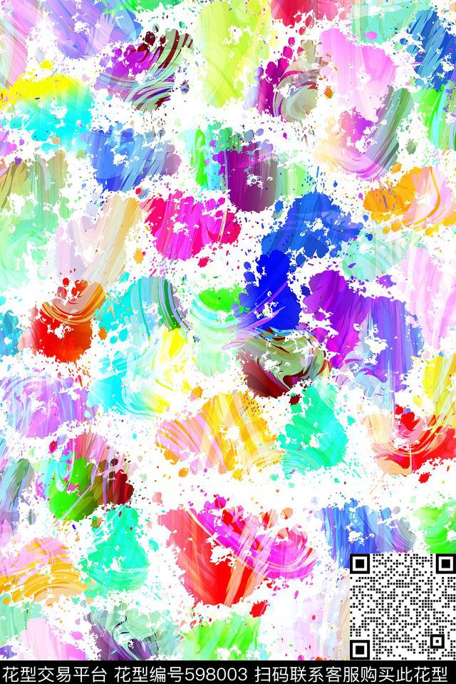 喷绘纹理泼墨数码印花华亿平台下载（图片编号: 598003） - 瓦栏（Walan）