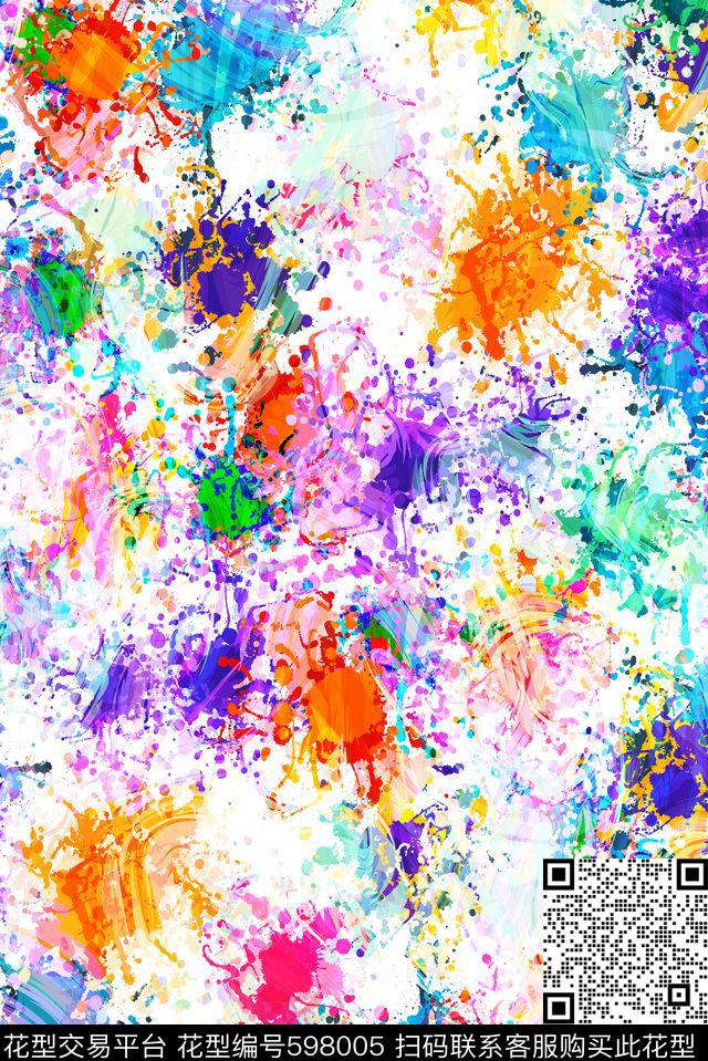 泼墨笔刷纹理数码印花华亿平台下载（图片编号: 598005） - 瓦栏（Walan）