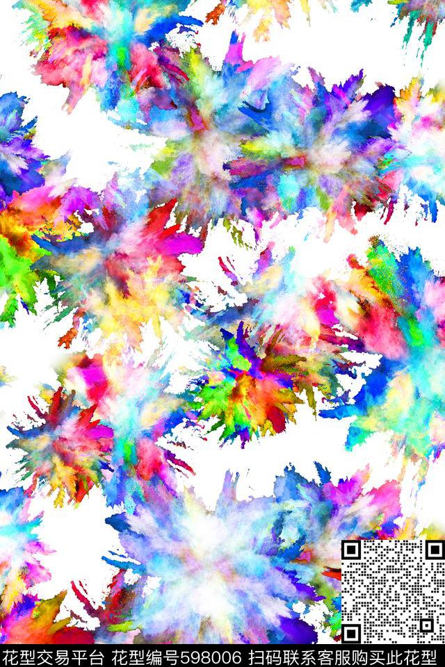 泼墨笔触水彩水墨数码印花华亿平台下载（图片编号: 598006） - 瓦栏（Walan）