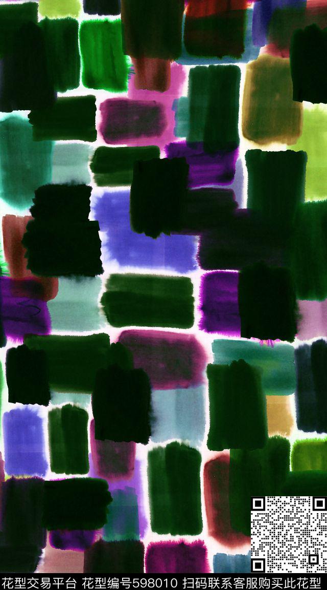 笔触纹理水彩数码印花华亿平台下载（图片编号: 598010） - 瓦栏（Walan）