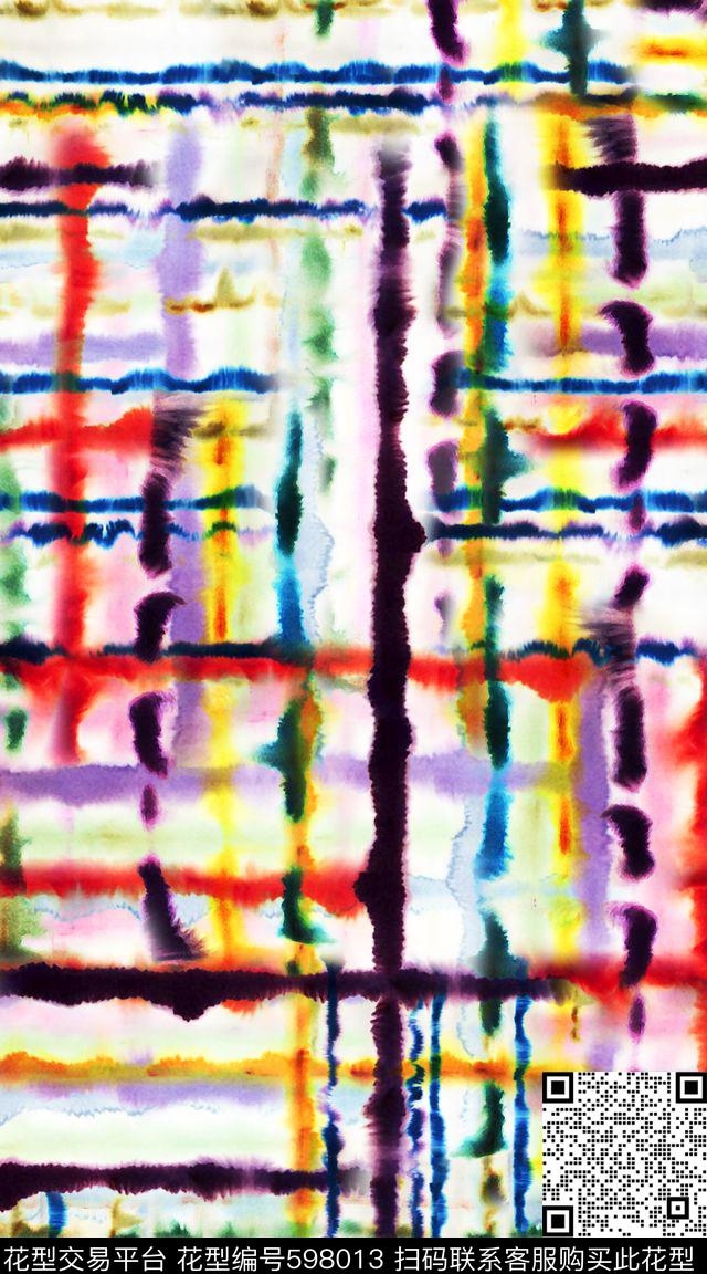 笔触纹理水彩数码印花华亿平台下载（图片编号: 598013） - 瓦栏（Walan）