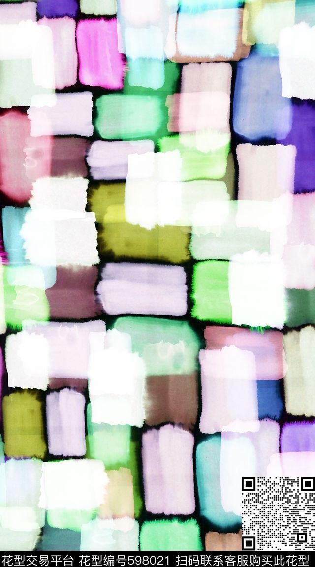 笔触纹理水彩数码印花华亿平台下载（图片编号: 598021） - 瓦栏（Walan）