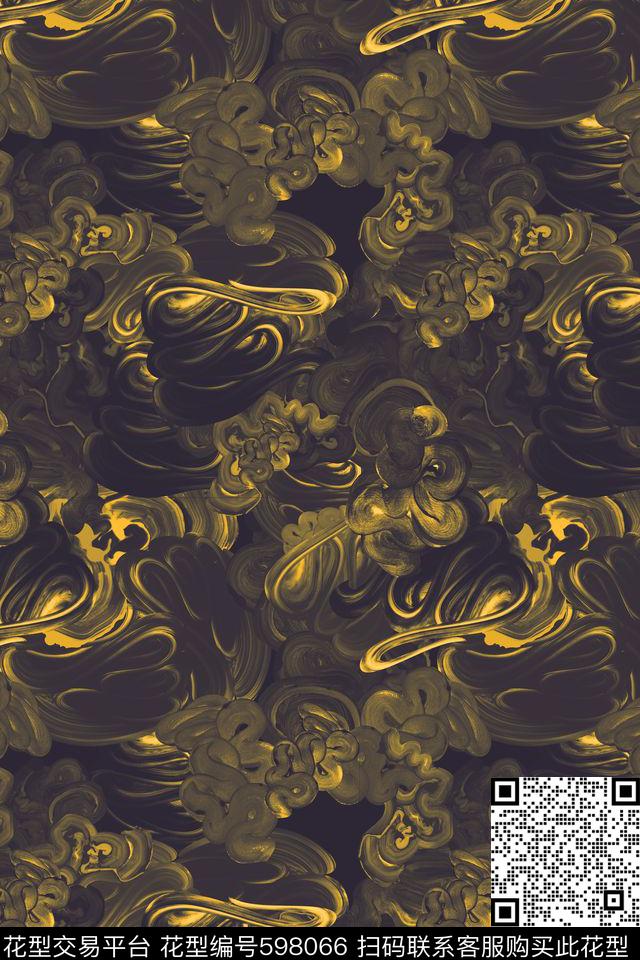 曲线波浪条纹笔刷数码印花华亿平台下载（图片编号: 598066） - 瓦栏（Walan）