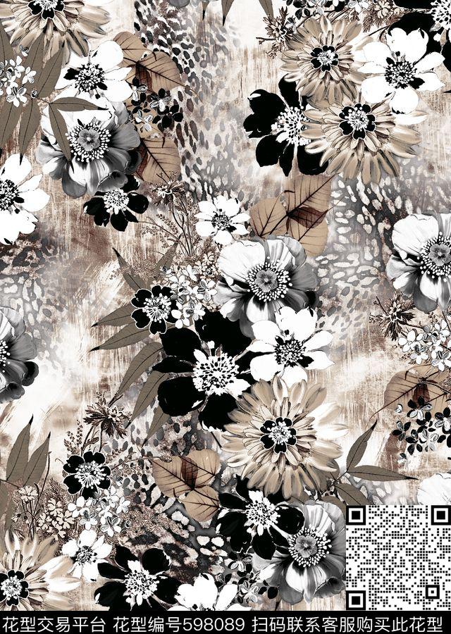 山水画宫廷风民族风传统印花华亿平台下载（图片编号: 598089） - 瓦栏（Walan）