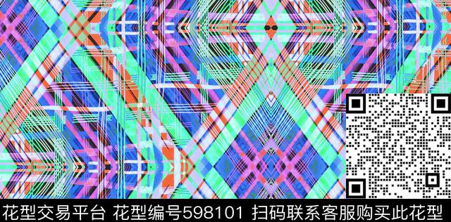 格子欧美中国风数码印花华亿平台下载（图片编号: 598101） - 瓦栏（Walan）
