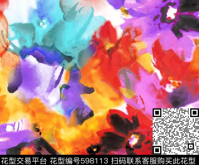 云纹日韩风工笔画传统印花华亿平台下载（图片编号: 598113） - 瓦栏（Walan）