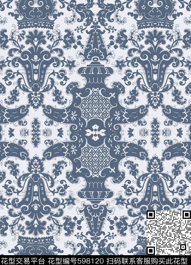 民族风青花瓷传统印花华亿平台下载（图片编号: 598120） - 瓦栏（Walan）