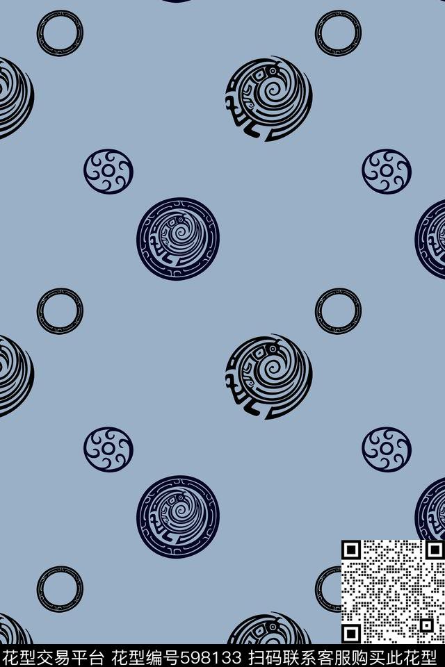 民族风中国风火纹、凤鸟纹、圆传统印花华亿平台下载（图片编号: 598133） - 瓦栏（Walan）