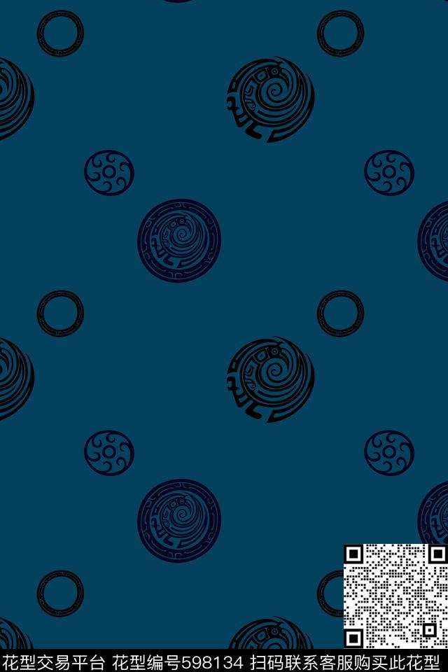 民族风中国风火纹、凤鸟纹、圆传统印花华亿平台下载（图片编号: 598134） - 瓦栏（Walan）