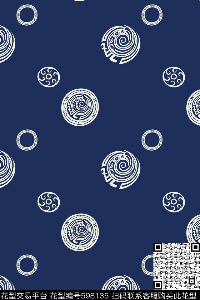 民族风中国风火纹、凤鸟纹、圆传统印花华亿平台下载（图片编号: 598135） - 瓦栏（Walan）